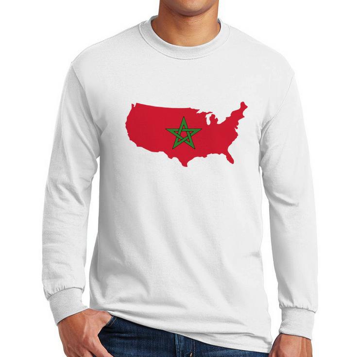 Moorish American T-Shirt America Amexem Moroccan Flag Tee Men Long Sleeve Tshirt