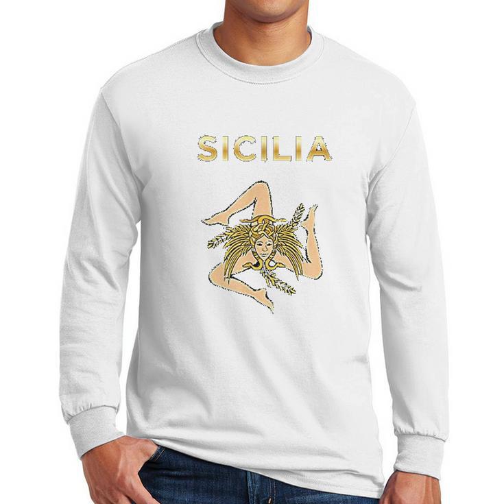 Sicilian Pride Sicilian Flag Trinacria Men Long Sleeve Tshirt