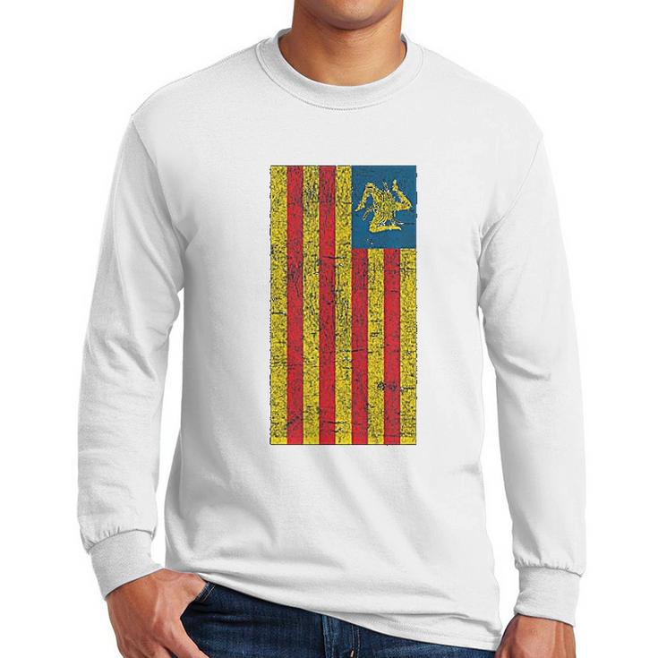 Sicilian Pride Sicilia Sicilian Flag Trinacria Faded Men Long Sleeve Tshirt