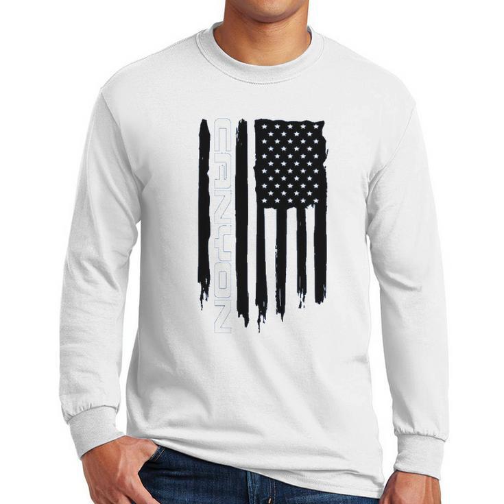 Wheel Spin Addict Canyon Truck American Flag Men Long Sleeve Tshirt