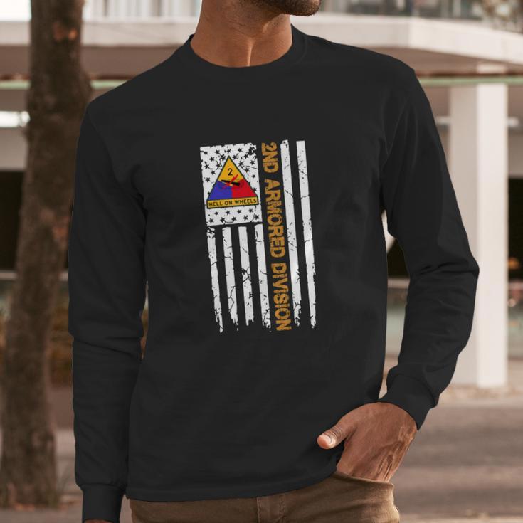 2Nd Armored Division American Flag Tshirt Men Long Sleeve Tshirt