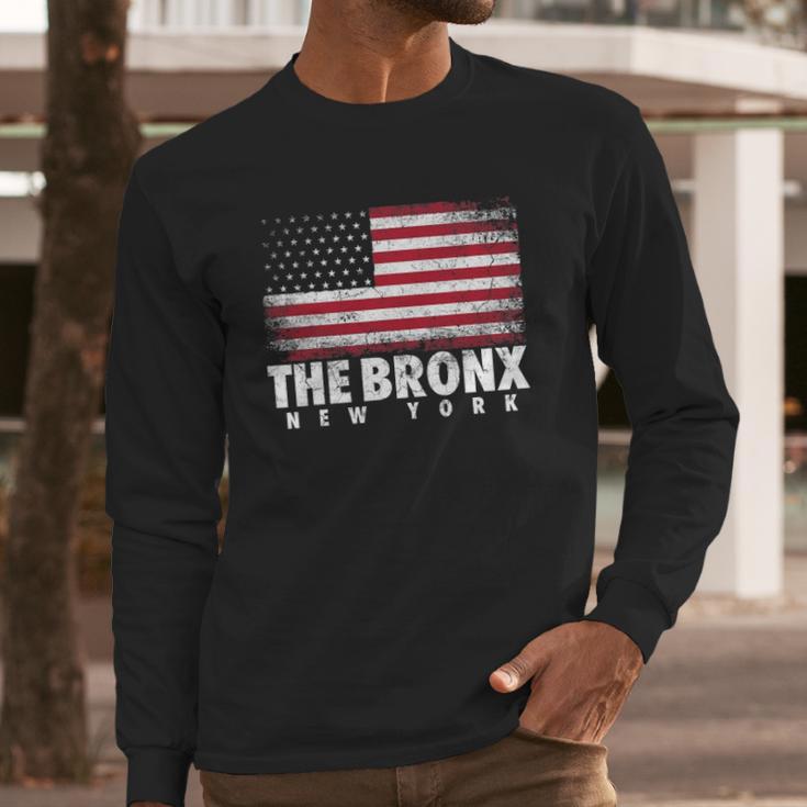 4Th Of July Gift The Bronx New York Ny American Flag Usa Men Long Sleeve Tshirt