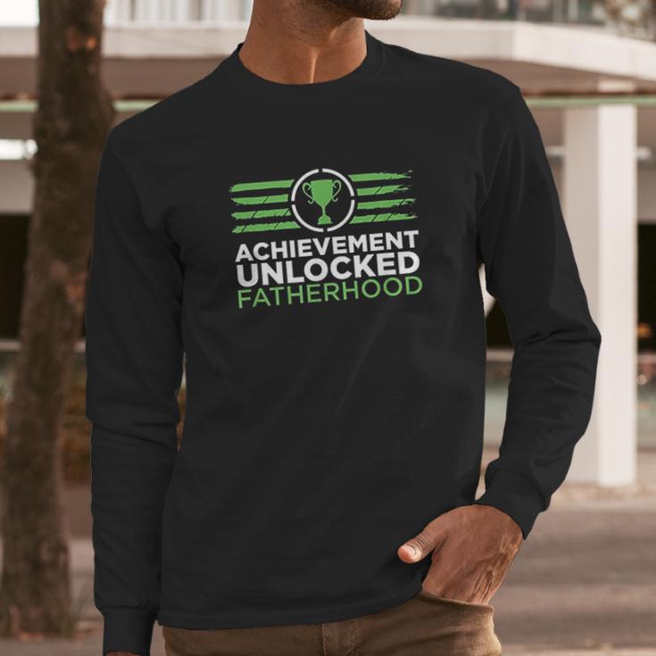 Achievement Unlocked Fatherhood Future Gamer Daddy Men Long Sleeve Tshirt