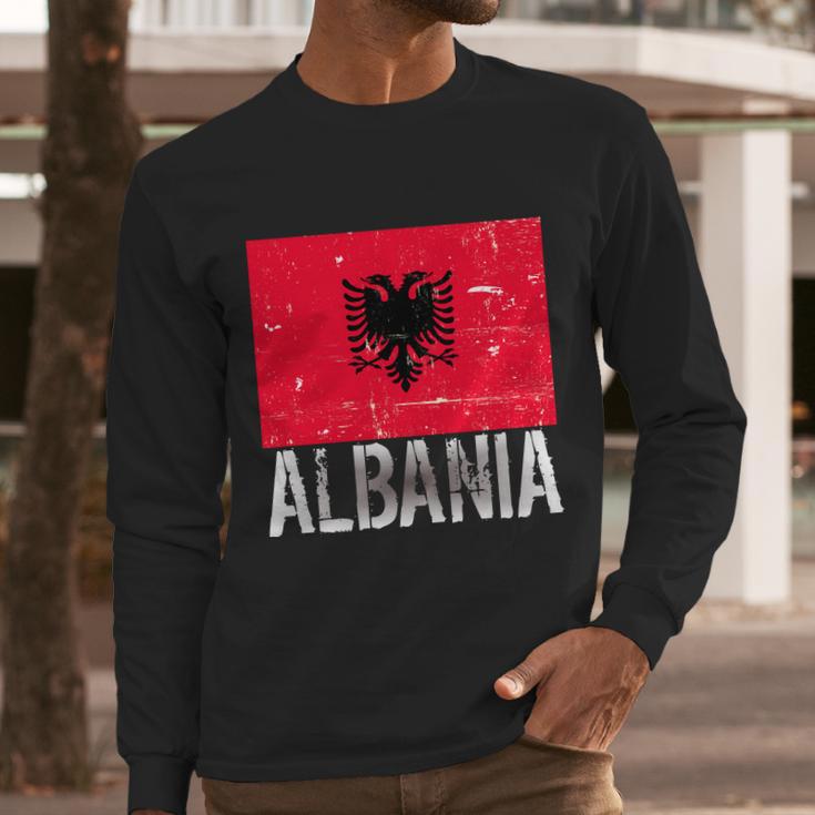 Albania Flag Albanians Soccer Football Team Men Long Sleeve Tshirt