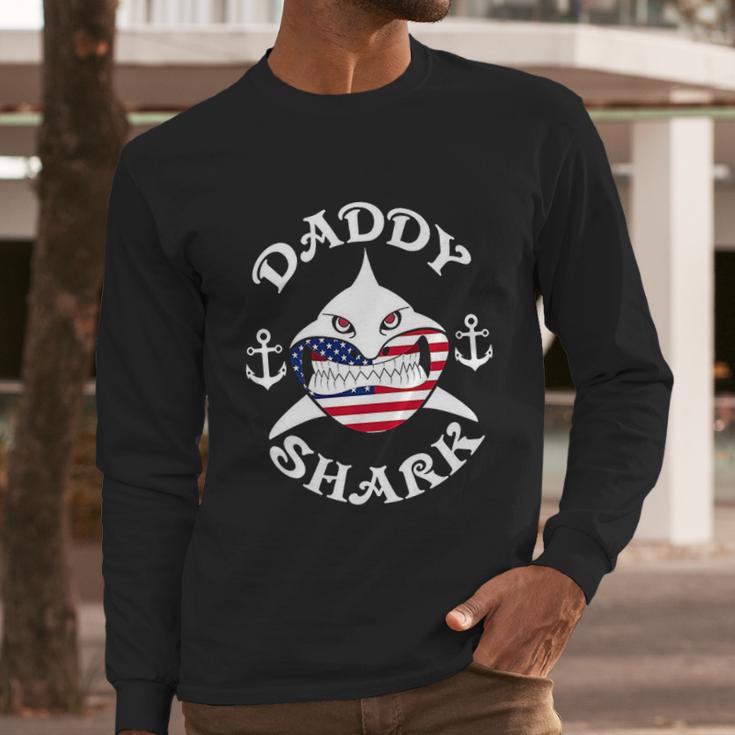 American Daddy Shark Under The Water Men Long Sleeve Tshirt