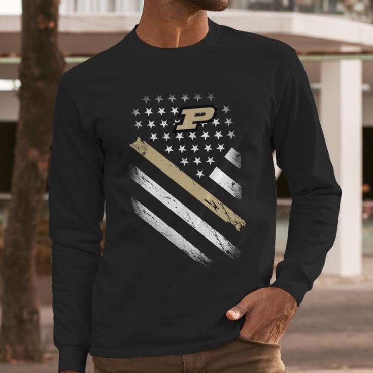 American Purdue Boilermakers Flag Men Long Sleeve Tshirt