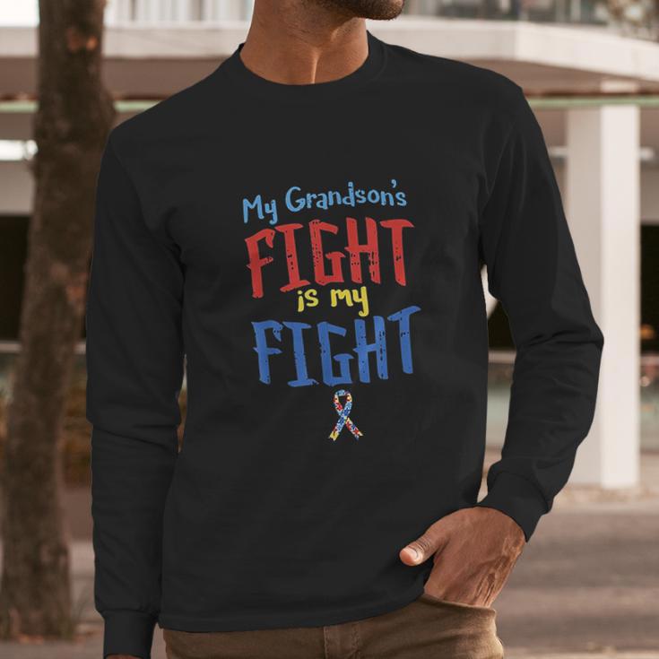 Autism Awareness Autistic Grandsons Fight Grandparent Men Long Sleeve Tshirt