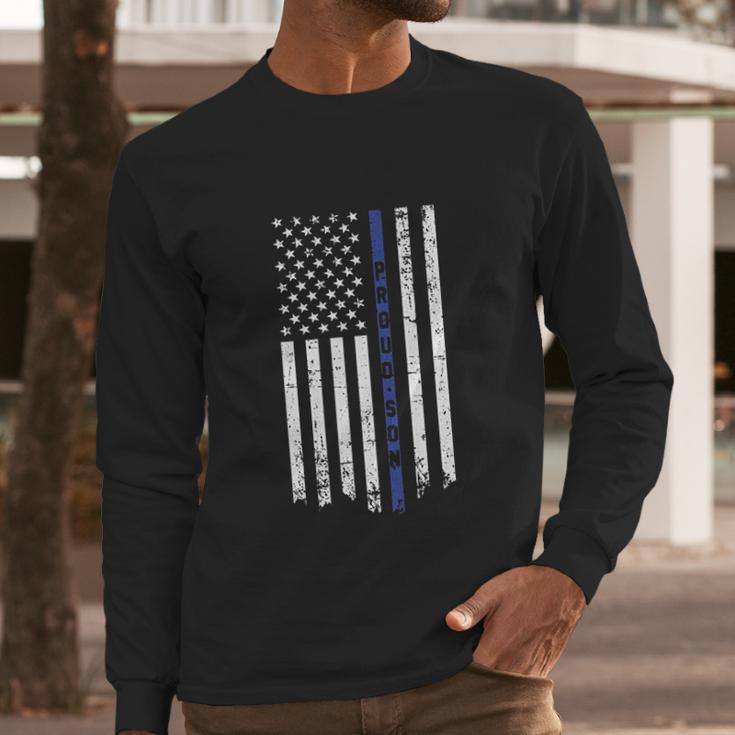 Big Boys Proud Son Thin Blue Line Flag Youth Men Long Sleeve Tshirt