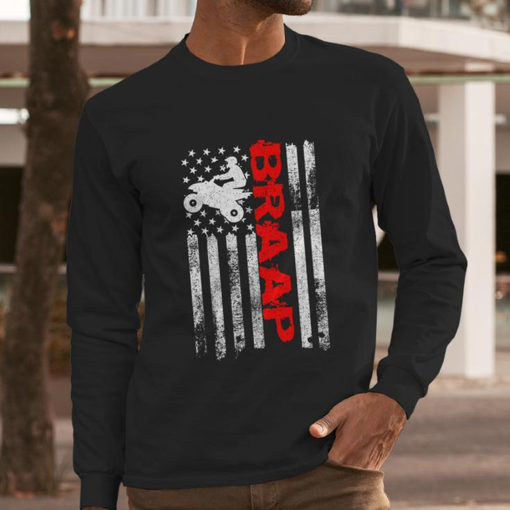 Braap Vintage Usa American Flag Quad Bike Atv Gift Funny Gift Graphic Design Printed Casual Daily Basic Men Long Sleeve Tshirt