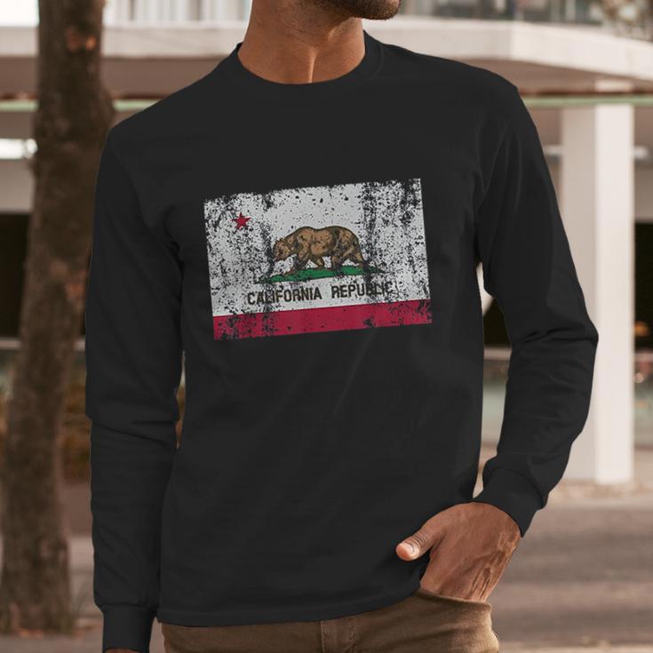 California Flag Republic Vintage Retro Official Bear Men Long Sleeve Tshirt