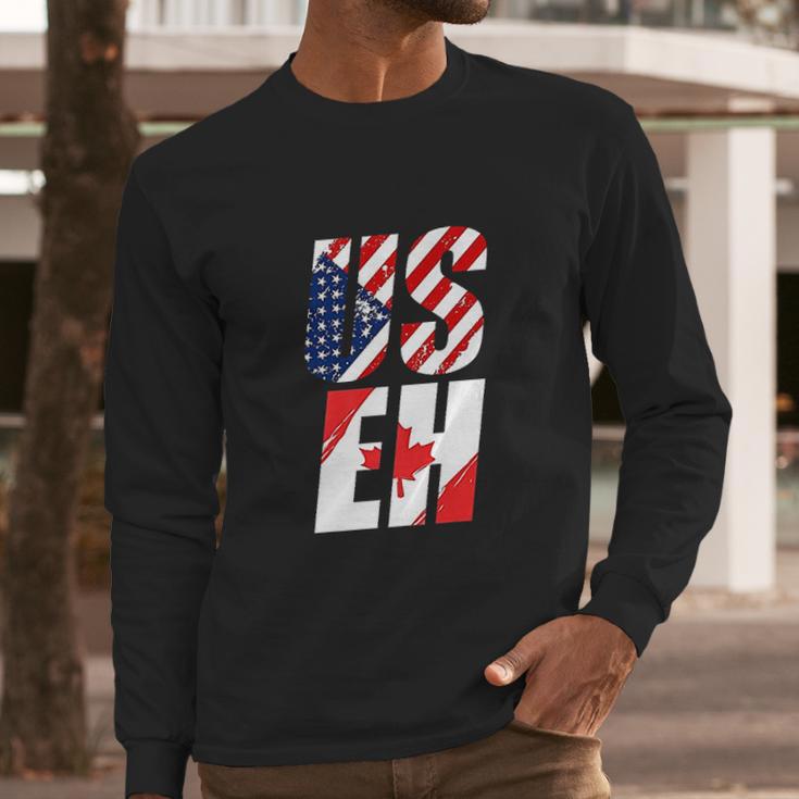 Canada Usa Flag Useh Canadian Flag Men Long Sleeve Tshirt