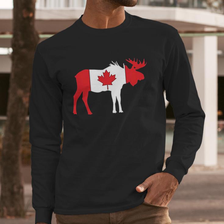 Canadian Flag Moose Maple Leaf Canada Men Long Sleeve Tshirt