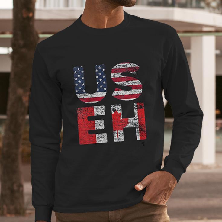 Canadian Pride American Usa Useh Us Flag Canada Men Long Sleeve Tshirt