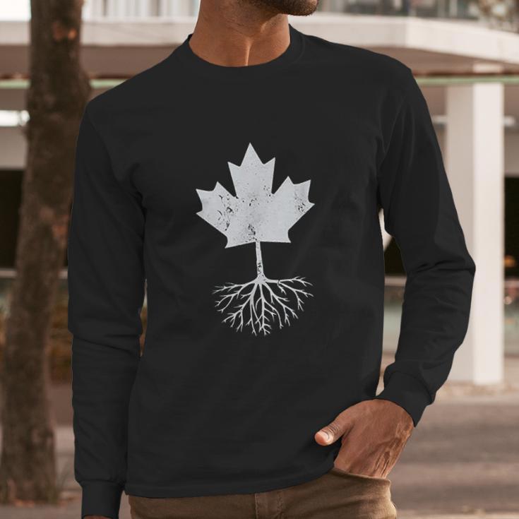 Canadian Roots Maple Leaf Canada Flag Design For Canadiens Men Long Sleeve Tshirt