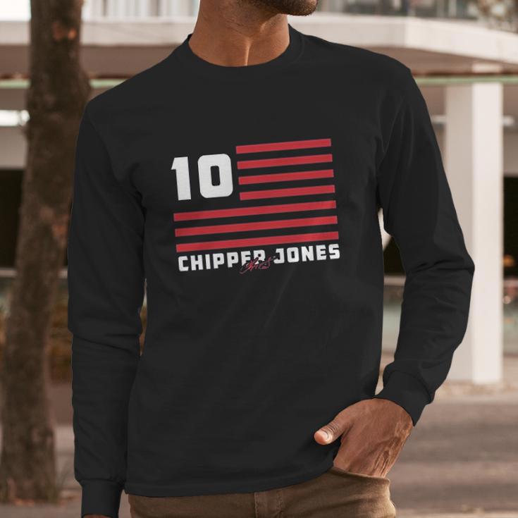 Chipper Jones Flag Stripes Men Long Sleeve Tshirt