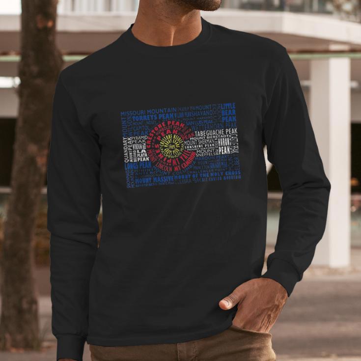 Colorado Fourteeners State Flag 14Er Hiker Climber Gift Men Long Sleeve Tshirt