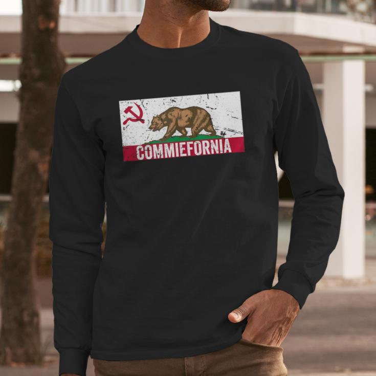 Commiefornia Funny Anti Marxist Communist California Flag Men Long Sleeve Tshirt