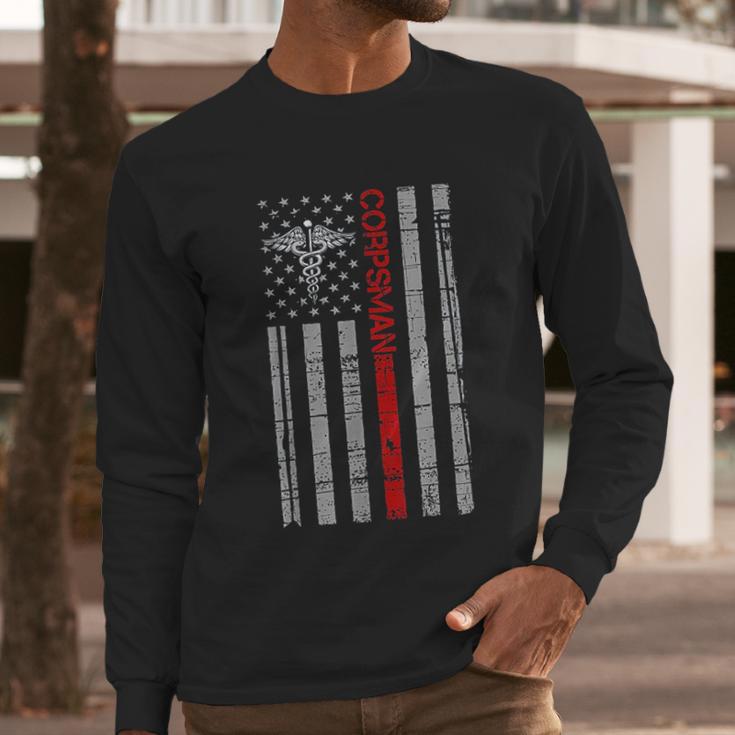 Corpsman Gift 8404 Flag Title Doc Gift For Corpsman Men Long Sleeve Tshirt