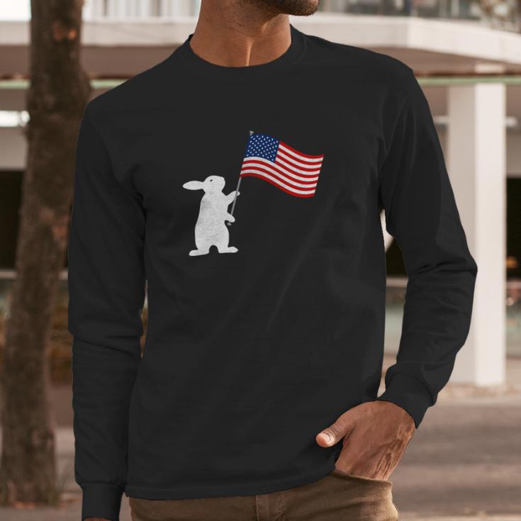 Cute Rabbit Usa Flag World War Champs July 4Th Men Long Sleeve Tshirt