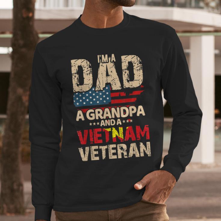 Mens Dad Grandpa Husband Us Flag Vietnam Veteran Father Day Men Long Sleeve Tshirt