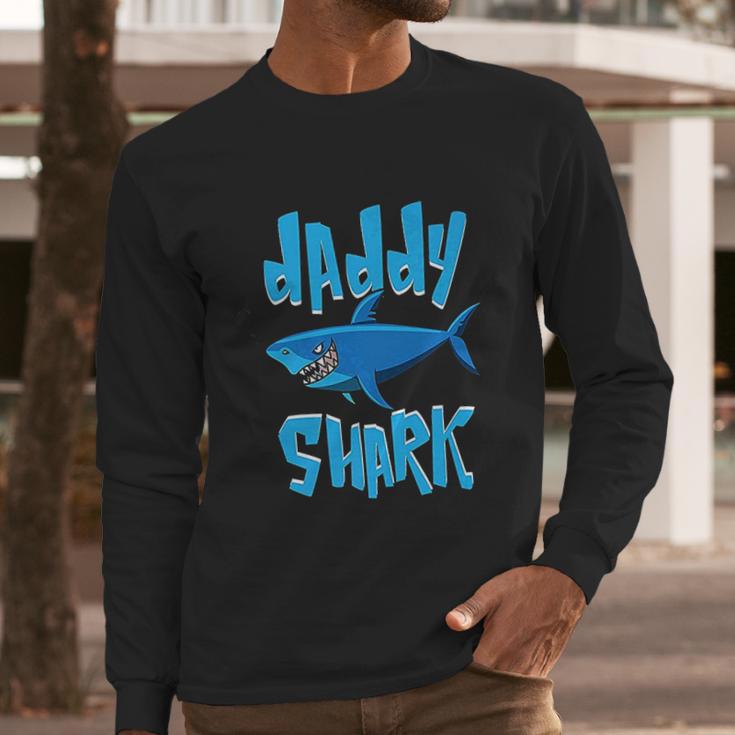 Daddy Shark Cute Papa Loves Sharks Men Long Sleeve Tshirt