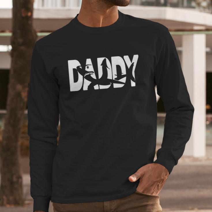 Basic Daddy Shark Design Dad Birthday Gifts Men Long Sleeve Tshirt