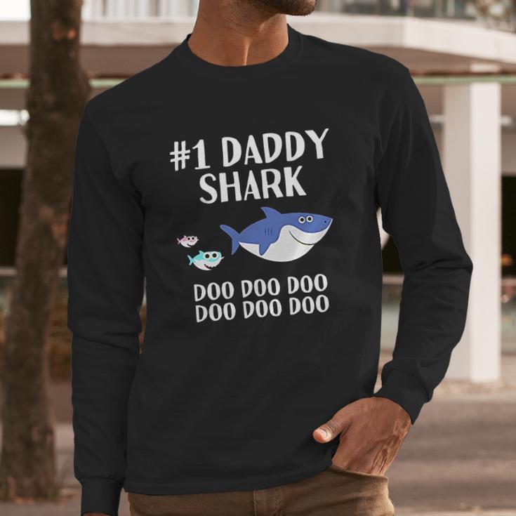 Daddy Shark Doo Doo Dad Fathers Day Men Long Sleeve Tshirt