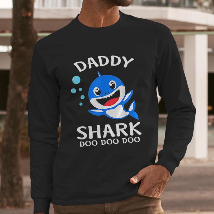 Daddy Shark Doo Doo Funny Fathers Day Gift Men Long Sleeve Tshirt