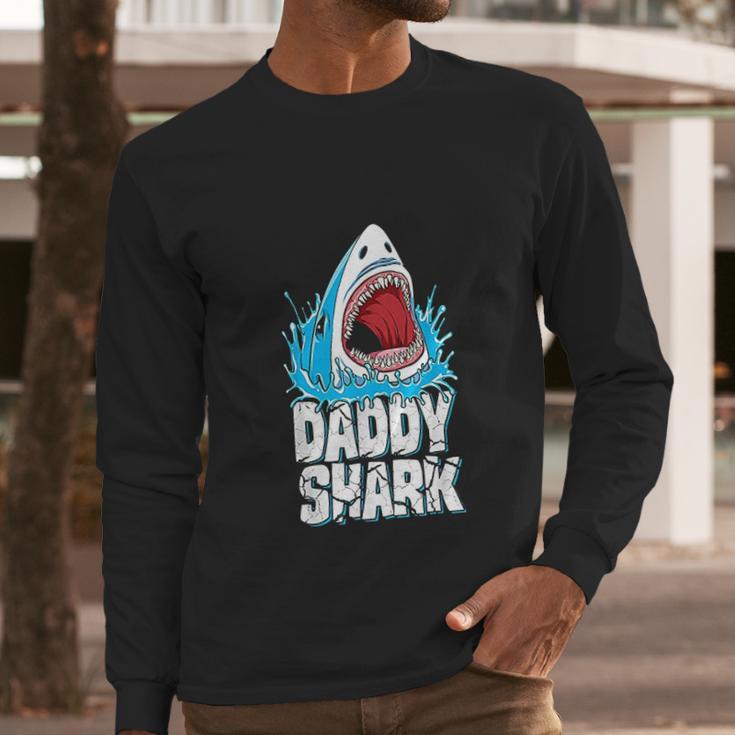 Daddy Shark Fathers Day Gifts Family Matching Dad Men Long Sleeve Tshirt