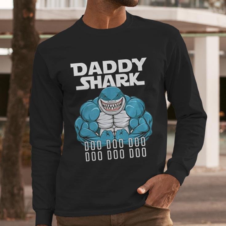 Daddy Shark Funny Cool Dad Men Long Sleeve Tshirt