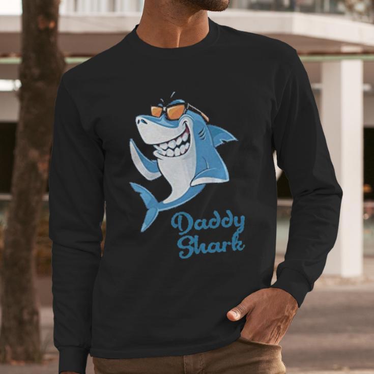 Daddy Shark Gift Fathers Day Men Long Sleeve Tshirt