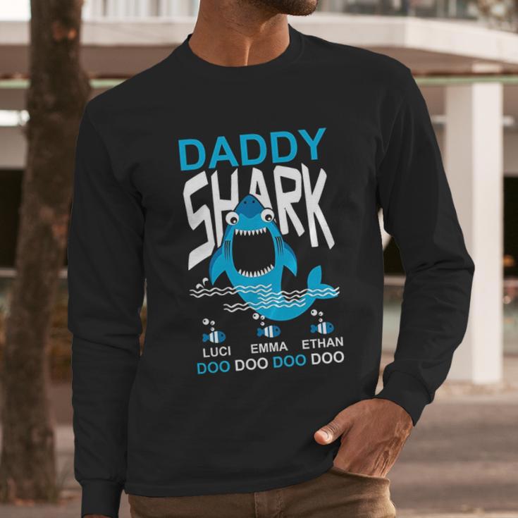 Daddy Shark Kids Name Men Long Sleeve Tshirt