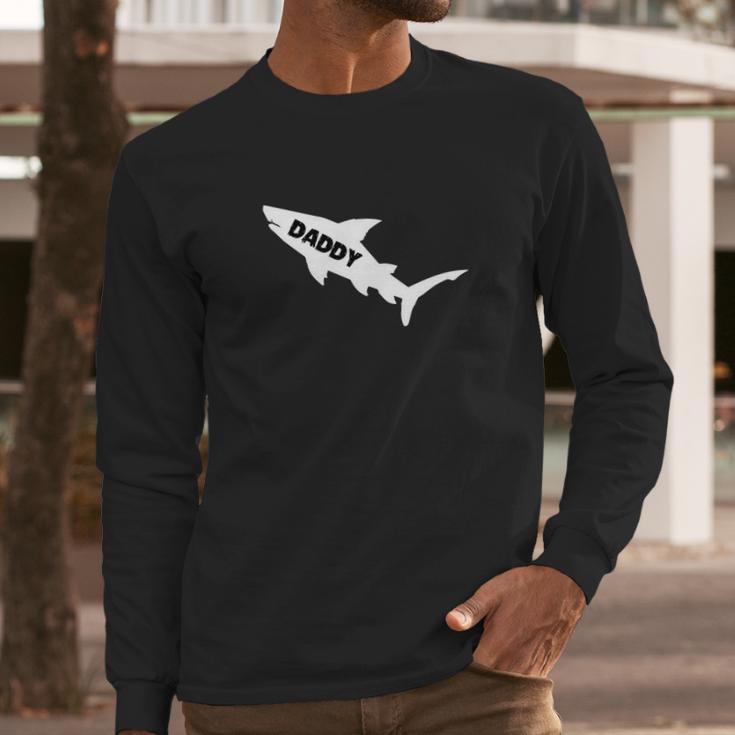 Daddy Shark Shirt Shark Family Costume Fathers Day Gifts Men Long Sleeve Tshirt