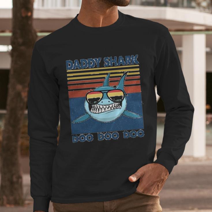 Daddy Shark Wears Sunglasses Dad Birthday Gifts Men Long Sleeve Tshirt