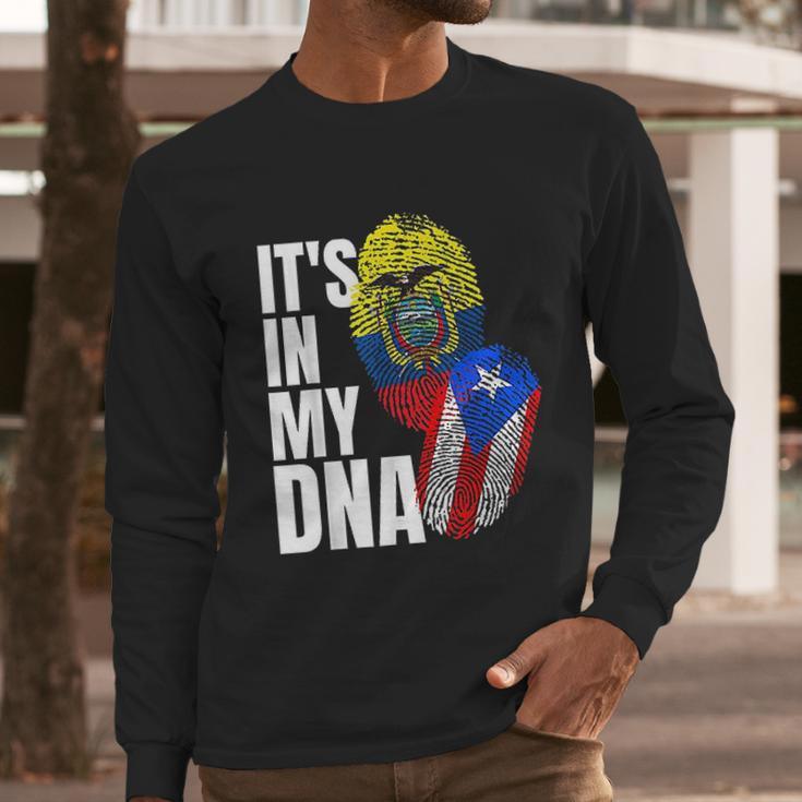 Ecuadorian And Puerto Rican Dna Mix Flag Heritage Gift Men Long Sleeve Tshirt