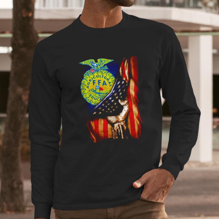 Ffa Emblem Inside American Flag Men Long Sleeve Tshirt