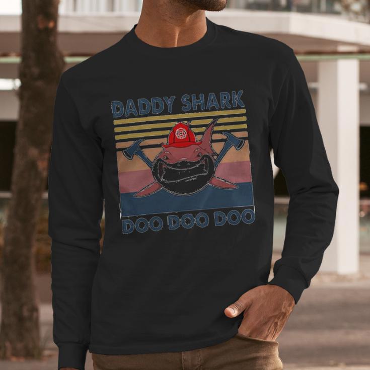 Firefighter Daddy Shark Doo Doo Doo Men Long Sleeve Tshirt