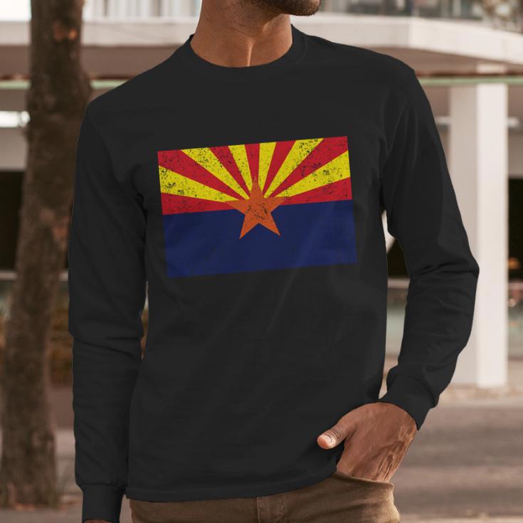 Flag Of Arizona Vintage Men Long Sleeve Tshirt