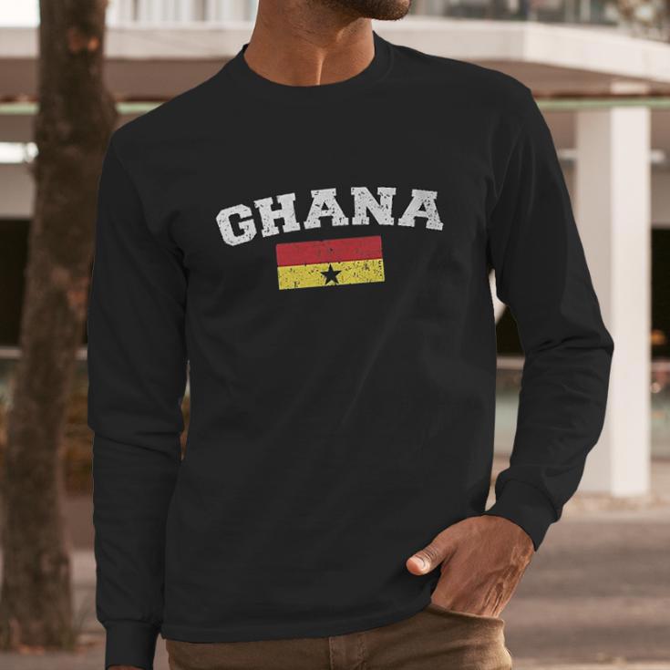 Flag Of Ghana Faded Ghanaian Flag Men Long Sleeve Tshirt