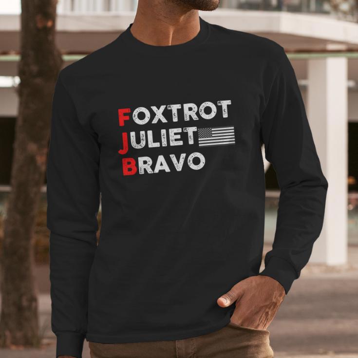 Foxtrot Juliet Bravo American Flag Black And White Fjb Fuck Joe Biden Men Long Sleeve Tshirt