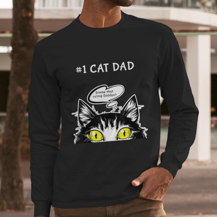 Mens Funny Cat Fathers Day Catnip Crack Cat Weed Best Cat Dad Men Long Sleeve Tshirt