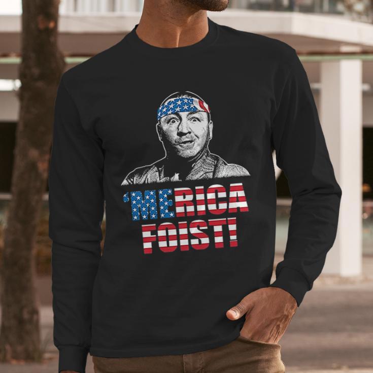 Funny Three Stooges Merica First American Flag Men Long Sleeve Tshirt