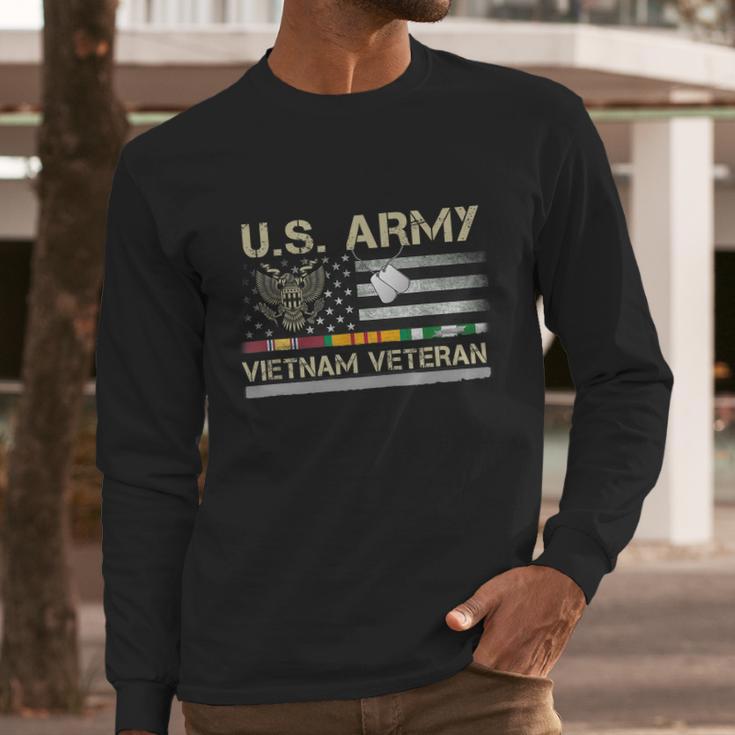 Funny Us Army Vietnam Veteran Usa Flag A Great Gift For Veteran Vietnam Army Men Long Sleeve Tshirt