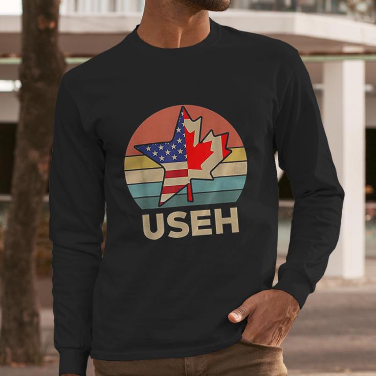 Funny Useh America Canada Flag American Canadian Men Long Sleeve Tshirt