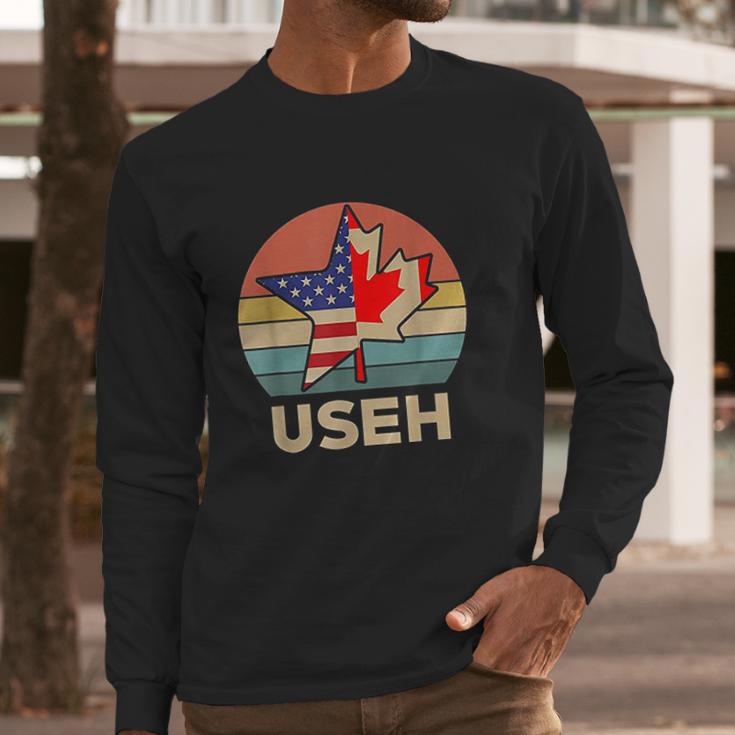 Funny Useh America Canada Flag American Men Long Sleeve Tshirt