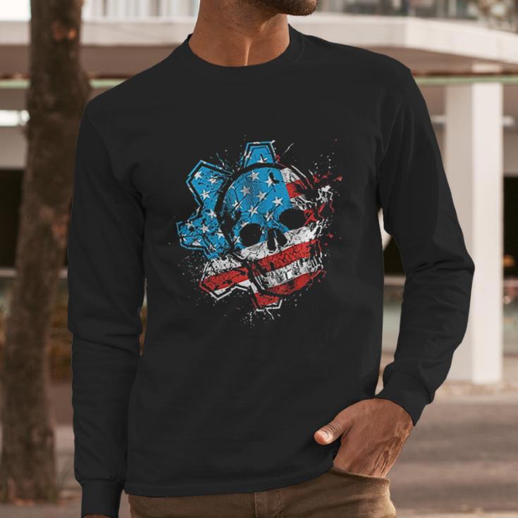 Gears American Flag Omen Men Long Sleeve Tshirt