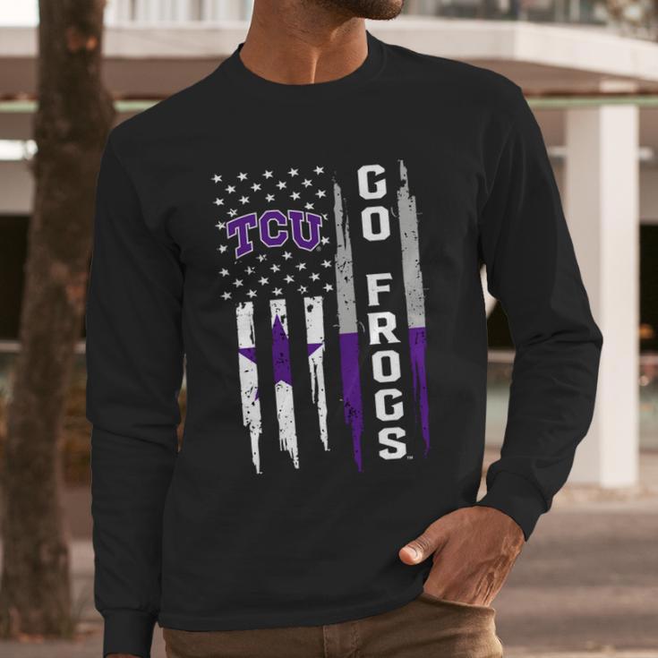 Go Tcu Horned Frogs American Flag Men Long Sleeve Tshirt