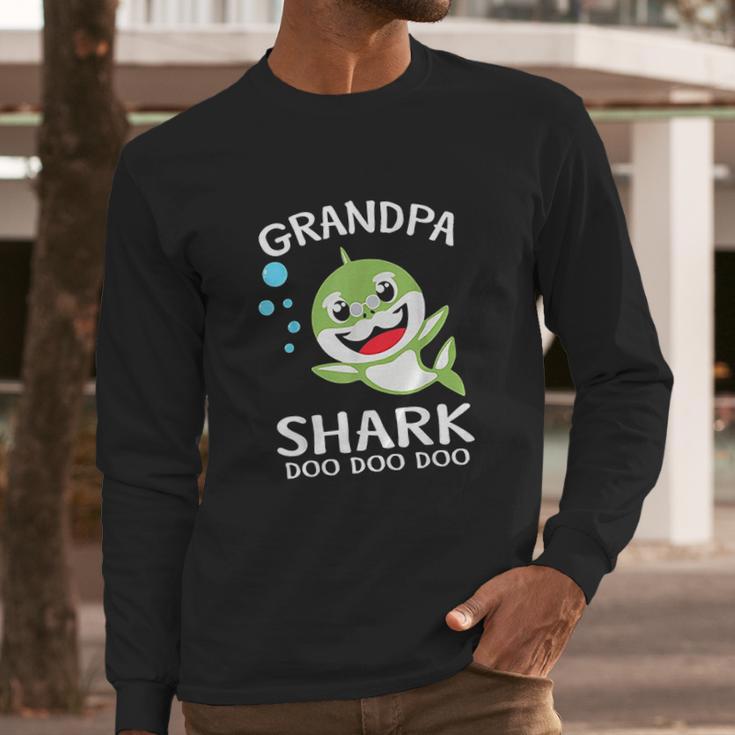 Grandpa Shark Funny Fathers Day Men Long Sleeve Tshirt