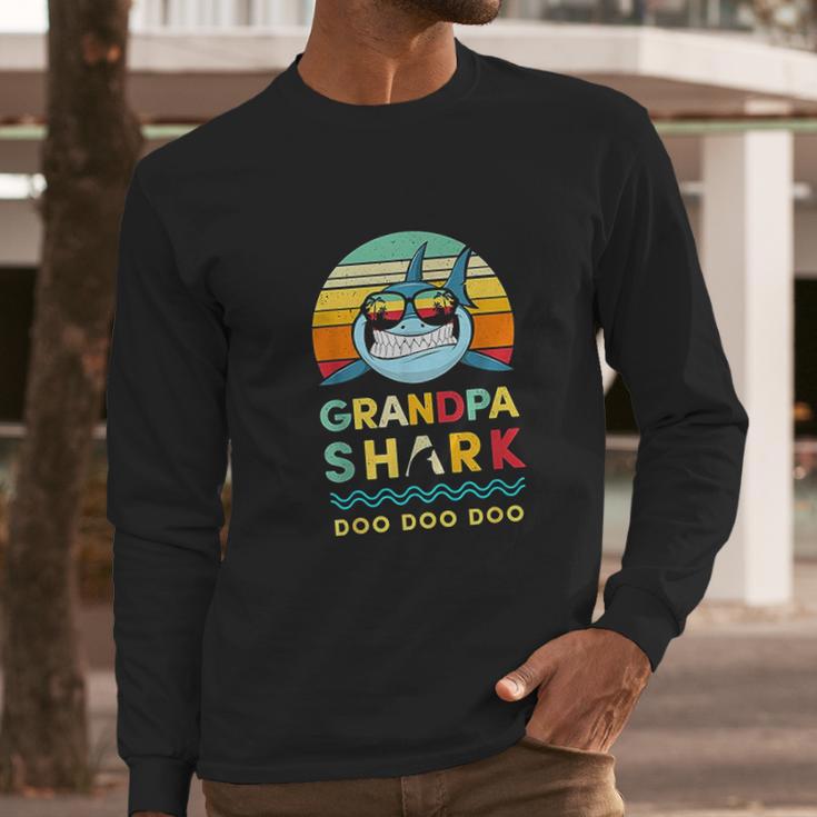 Grandpa Shark Gift For Grandfather Men Long Sleeve Tshirt