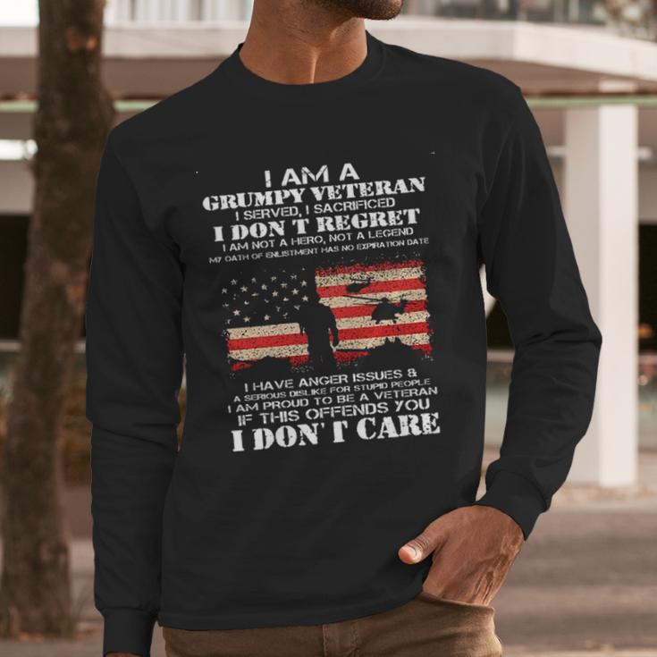 I Am A Grumpy Veteran I Dont Care 2022 New Gift Men Long Sleeve Tshirt